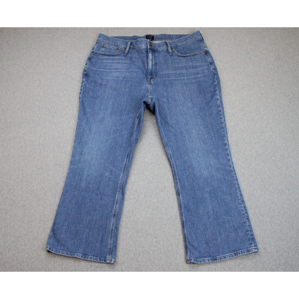J Crew Jeans Women Size 34 Blue Cotton Blend Stretch Flare Crop High-Rise